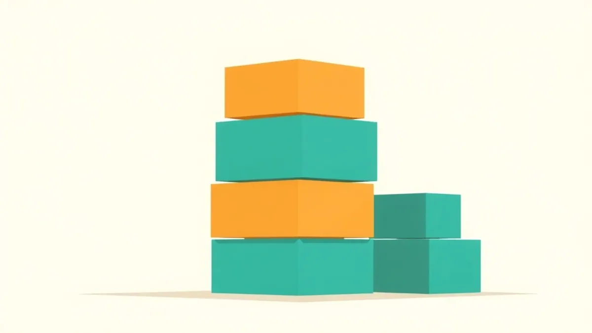 Four connected building blocks stacking into a structure — illustration for How to Build a CPA Campaign: Offer, Angle, Prelander, Traffic