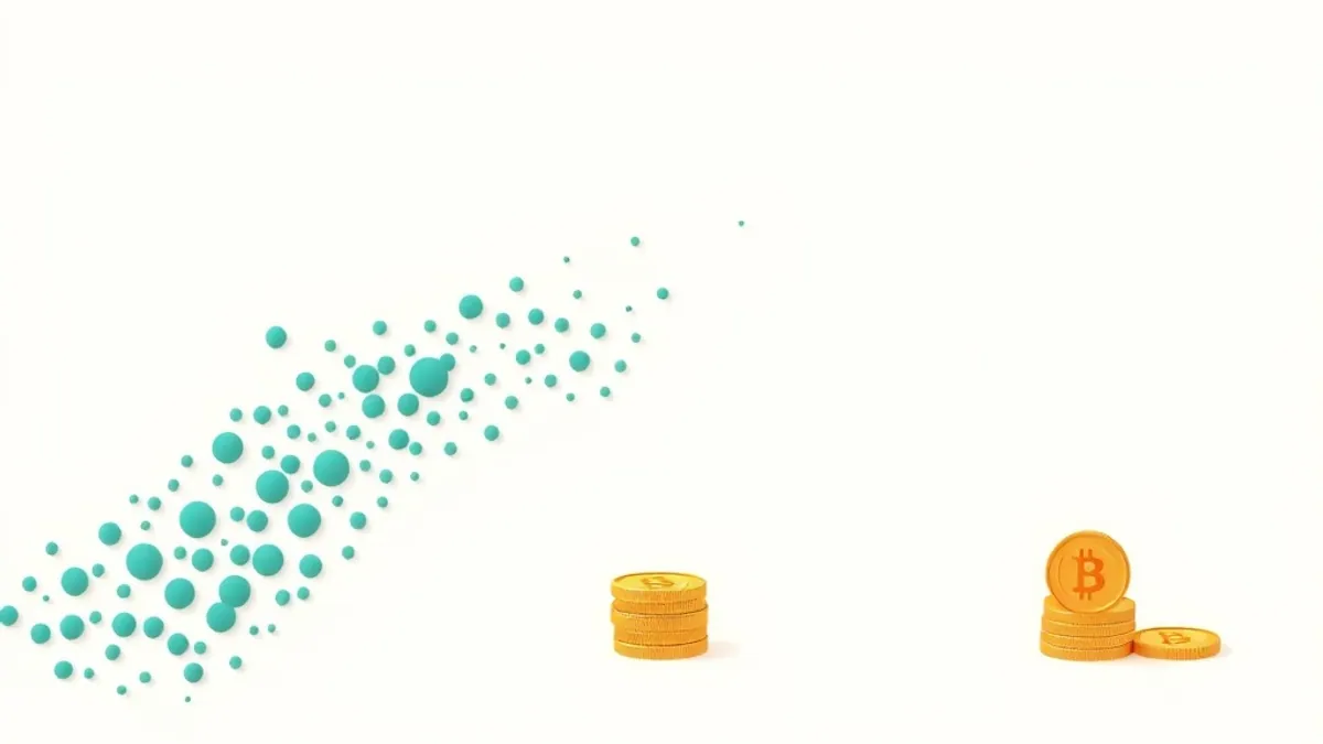A stream of small shapes splitting into two paths — illustration for What Is ProPush and How Push Monetisation Works